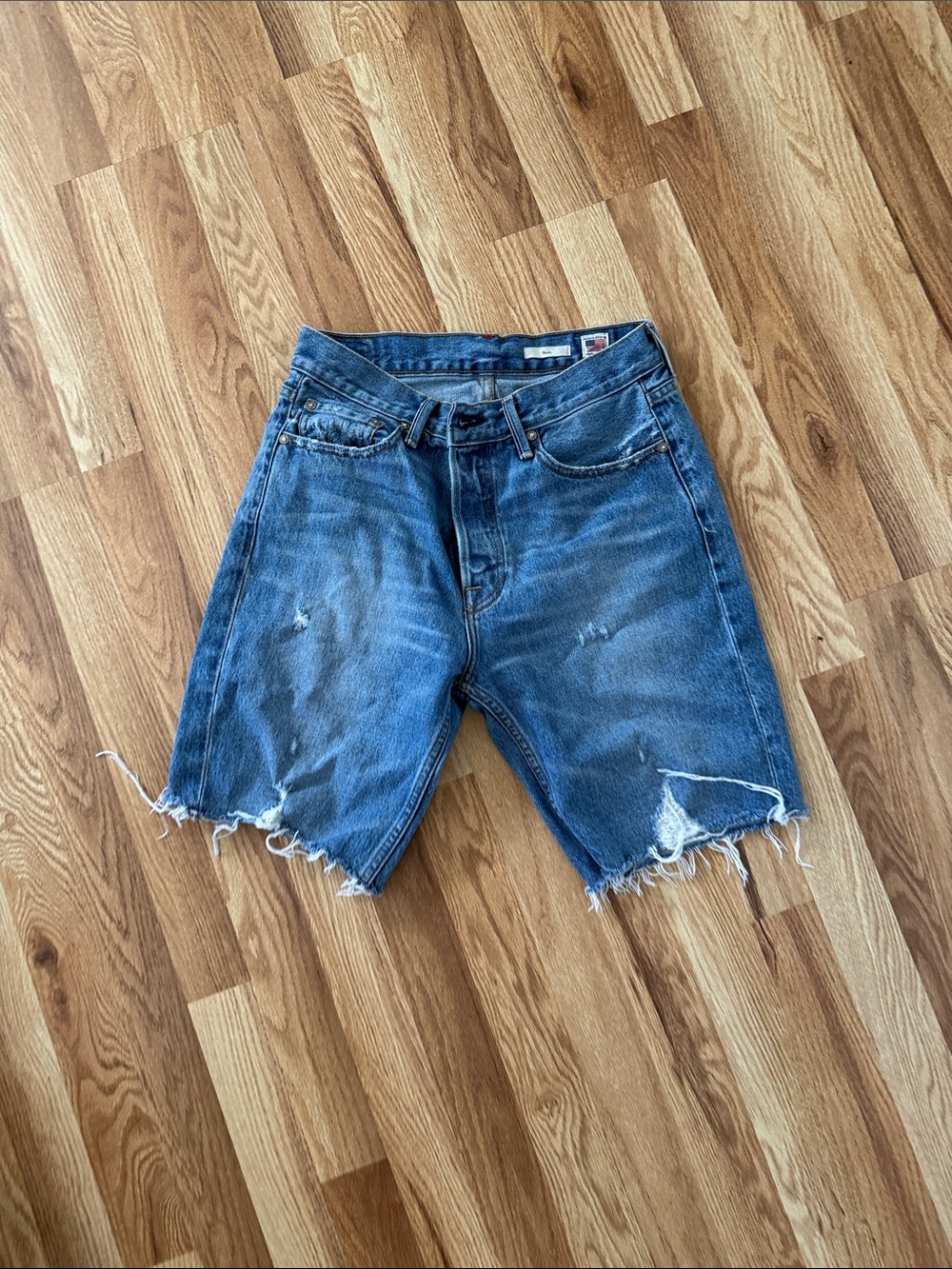 WoMen's Cut-Off Distressed Denim Shorts - Blue NoEnd Denim